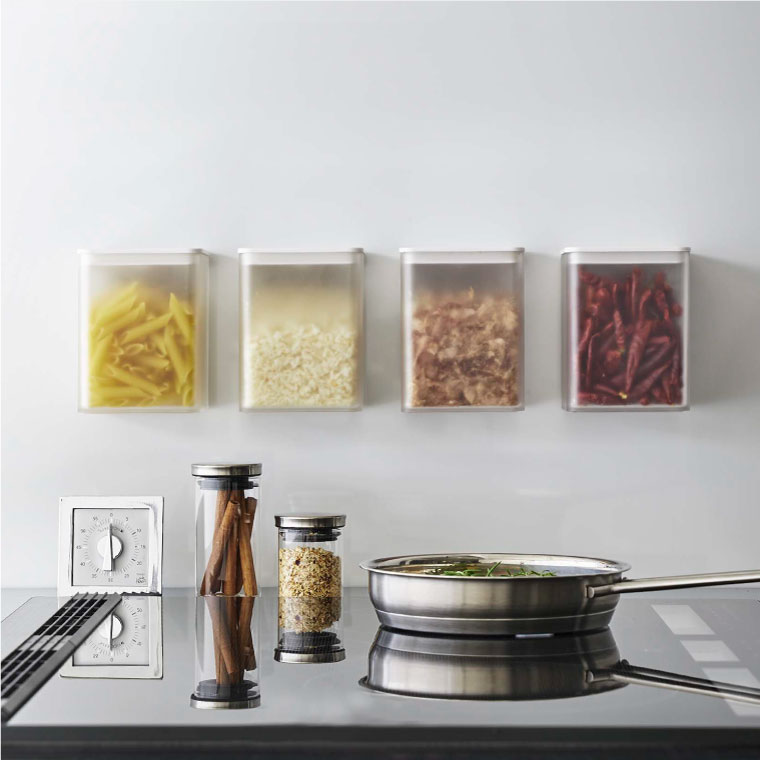 マグネットトング付き＆バルブ付き密閉キャニスター タワー 山崎実業 tower ホワイト/ブラック 5726 5727 タワーシリーズ マグネット 磁石