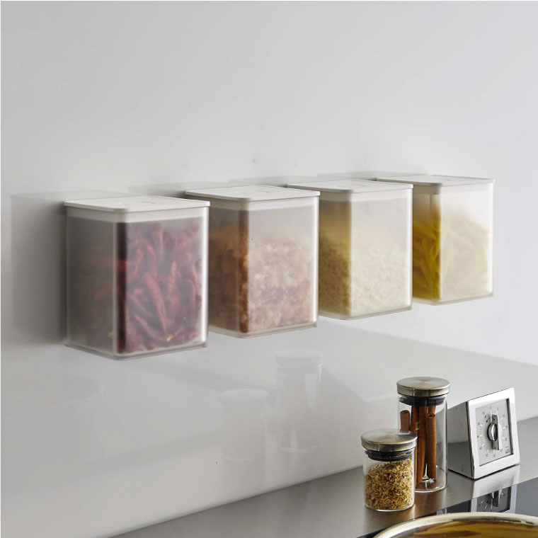 マグネットトング付き＆バルブ付き密閉キャニスター タワー 山崎実業 tower ホワイト/ブラック 5726 5727 タワーシリーズ マグネット 磁石