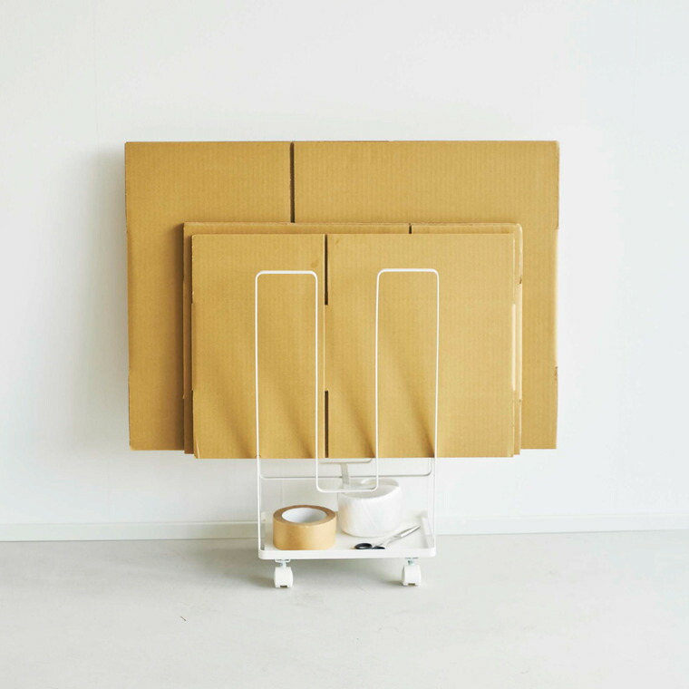 トレー付きダンボールストッカー タワー 山崎実業 tower ホワイト/ブラック 5760 5761 / タワーシリーズ