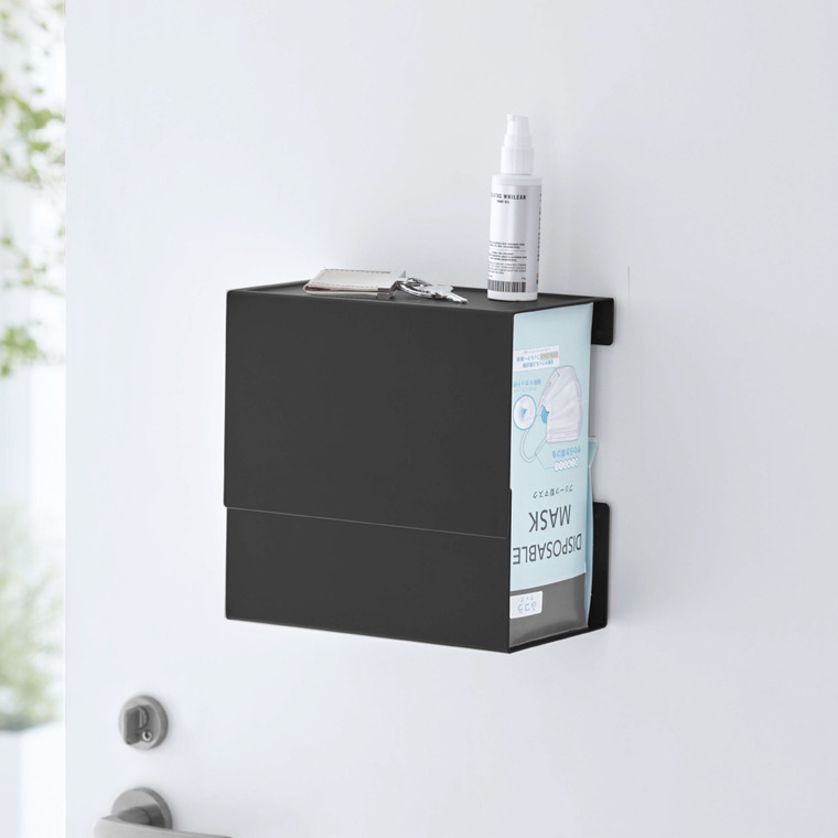 マグネット 伸縮箱ごとマスクホルダー タワー 山崎実業 tower ホワイト/ブラック 5791 5792 タワーシリーズ マグネット