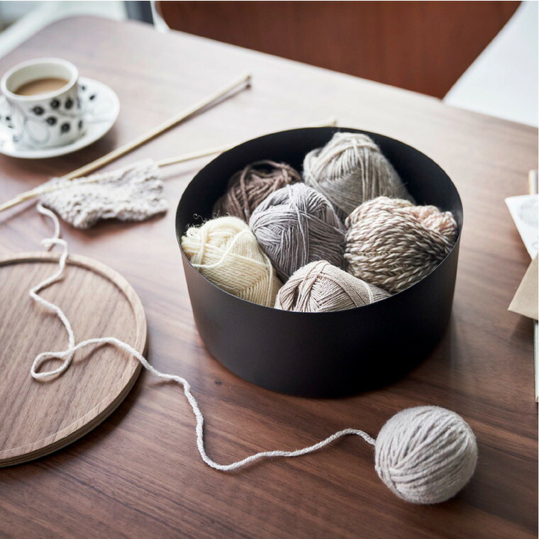 蓋付き収納ケース リン ラウンド 深型 山崎実業 RIN ブラウン/ナチュラル 5802 5803