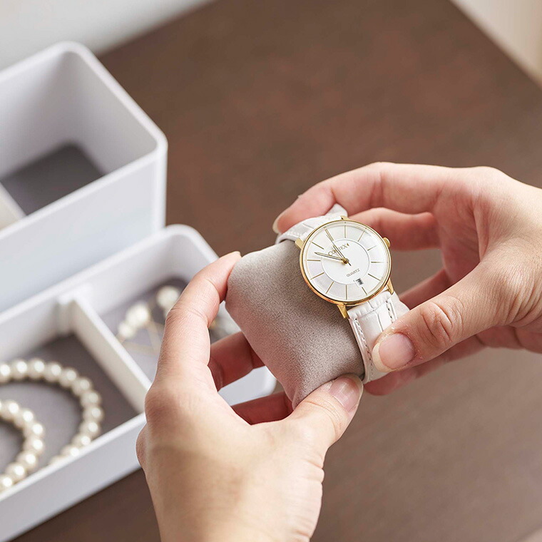 トレー付きスリムアクセサリー＆時計ケース リン 山崎実業 RIN ブラウン/ナチュラル 5812 5813