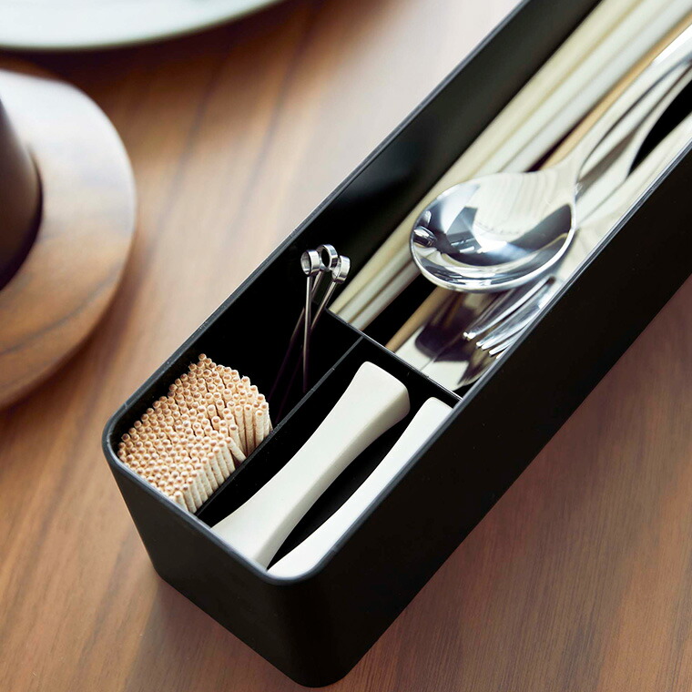 蓋付きカトラリーケース タワー ロング 山崎実業 tower ホワイト/ブラック 5884 5885 タワーシリーズ