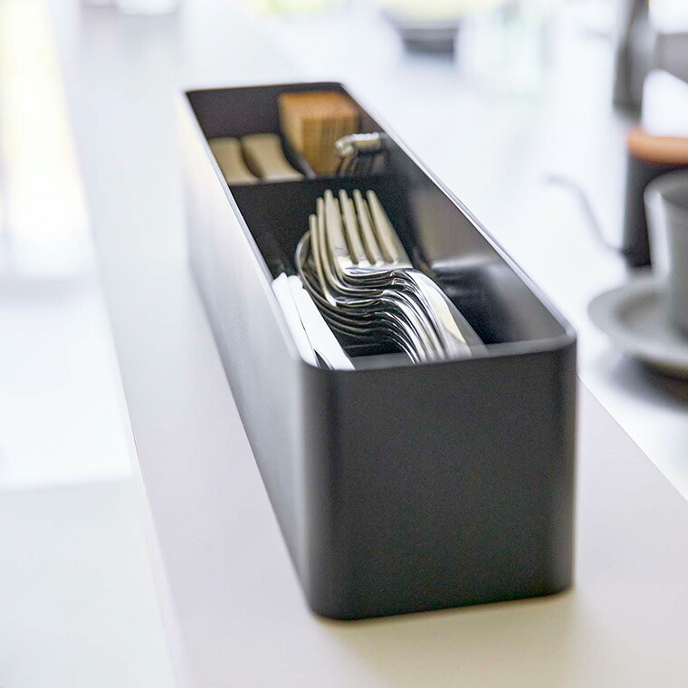 蓋付きカトラリーケース タワー ロング 山崎実業 tower ホワイト/ブラック 5884 5885 タワーシリーズ