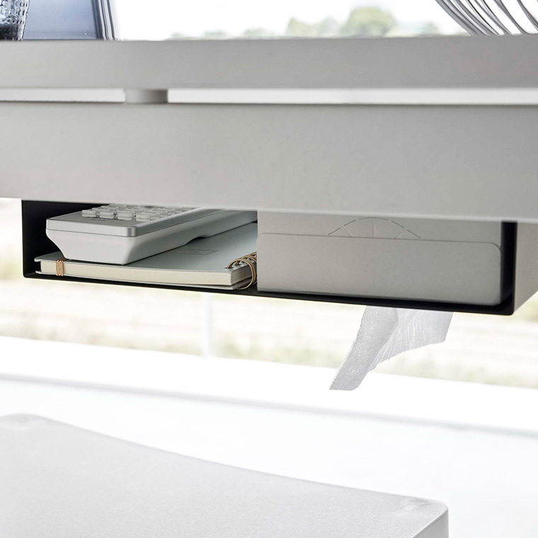 テーブル下つっぱり棒用収納ラック タワー 山崎実業 tower ホワイト/ブラック 6007 6008