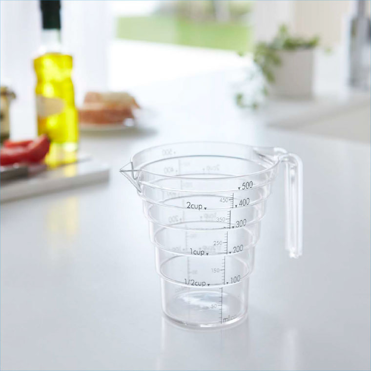 段々計量カップ ５００ＭＬ クリア レイヤー 山崎実業 LAYER 2547 タワーシリーズ