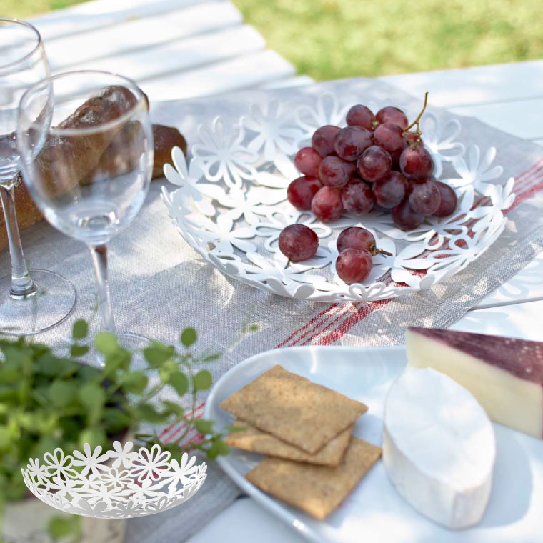 フラワーバスケット 山崎実業 フルーツボウル ホワイト 6973 タワーシリーズ