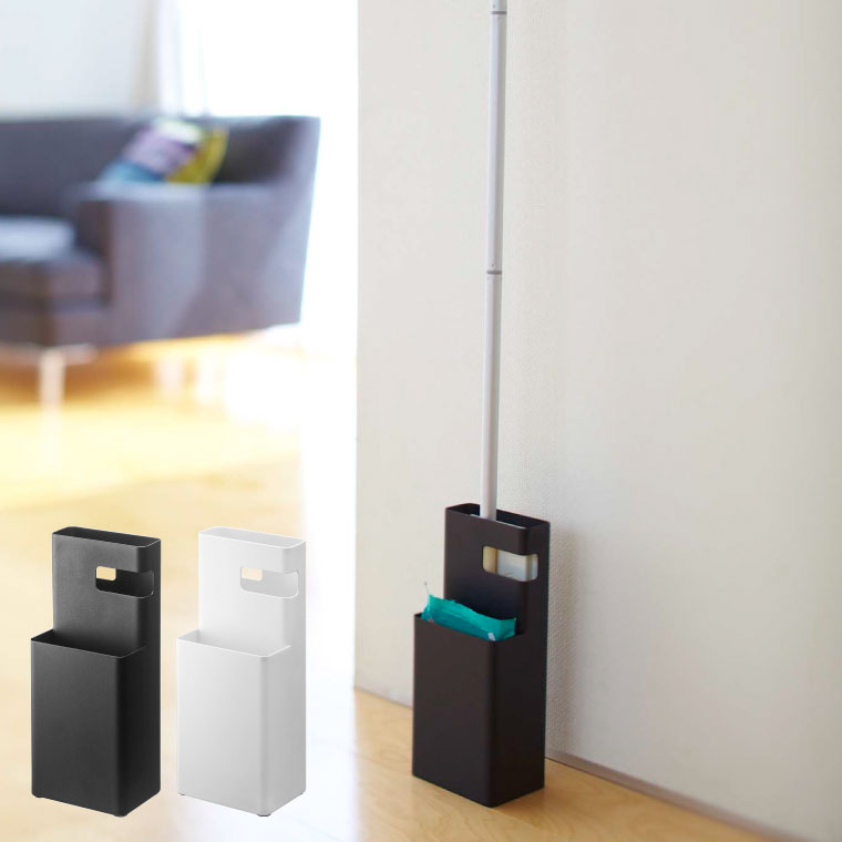 フローリングワイパースタンド デュオ 山崎実業 Duo 掃除用具入れ ホワイト/ブラック 7579 7580